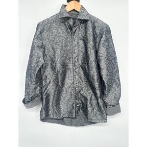 Scott Weiland Floral Silver Button Up Shirt Flip Cuff Mens Small Rock & Roll Y2K